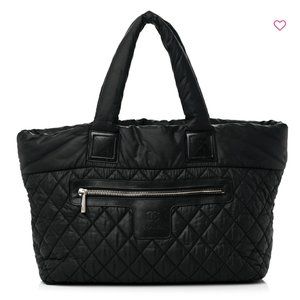 CHANEL Nylon Quilted Large Coco Cocoon Tote Black